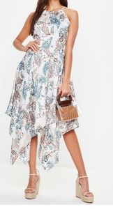 Missguided cream paisley satin 90s hanky hem 10